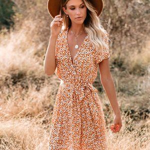 VICI yellow floral bardot maxi dress